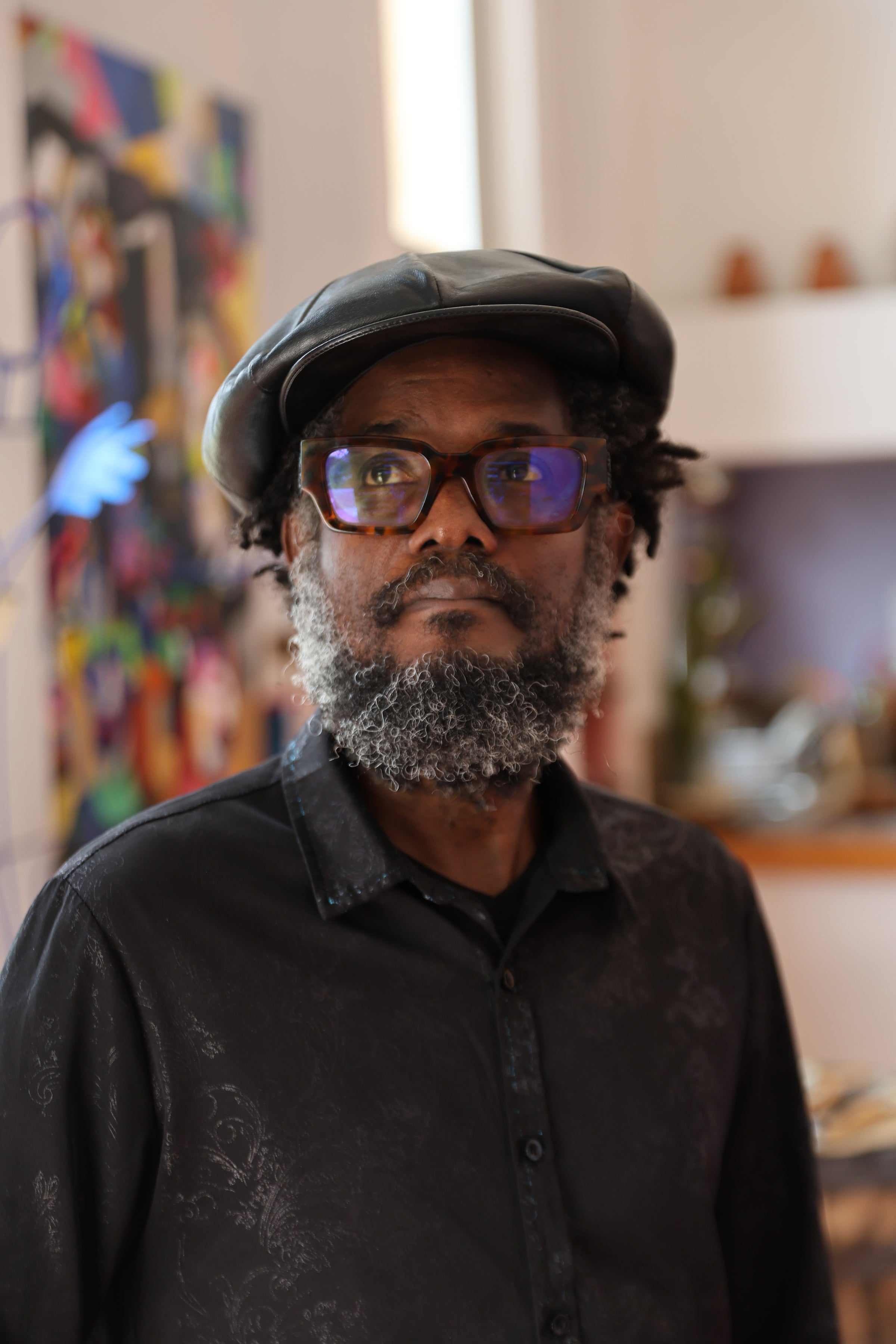 Joseph Eddy Pierre in his studio in Haiti