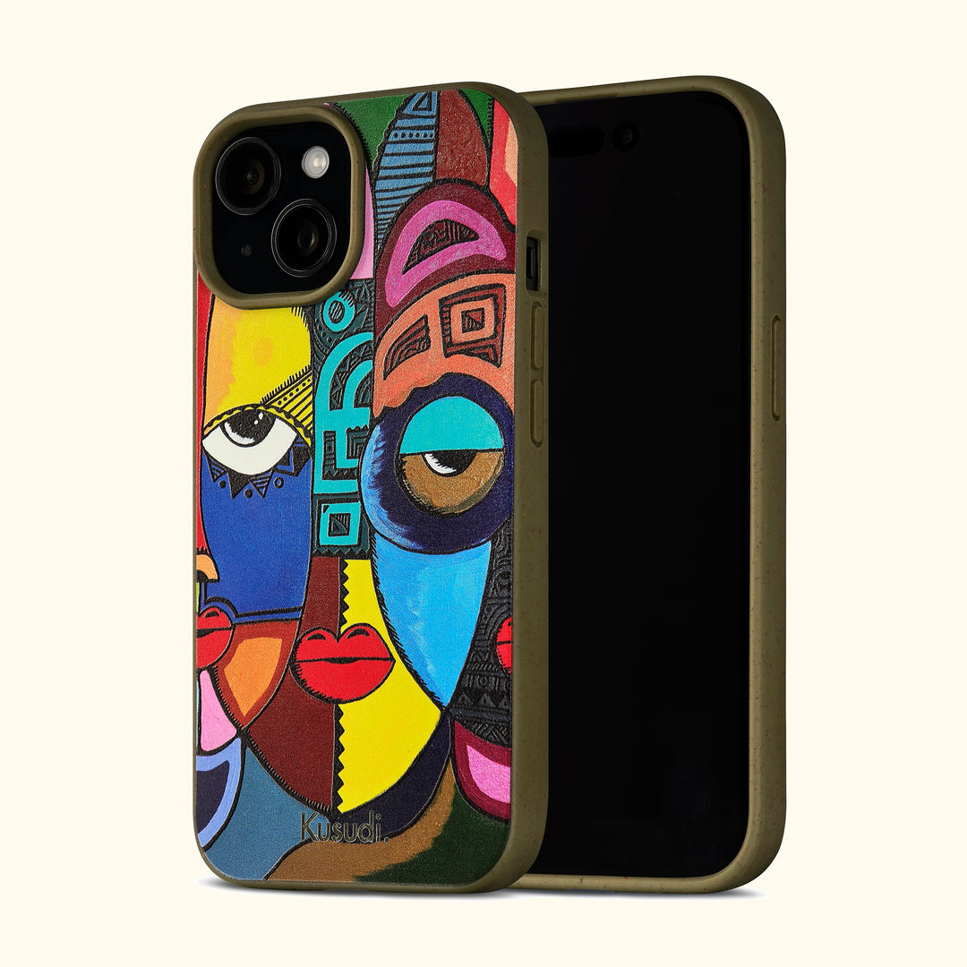 Kusudi Phone case featuring the abstract colourful artwork of Nairobi based artist Saviour Juma