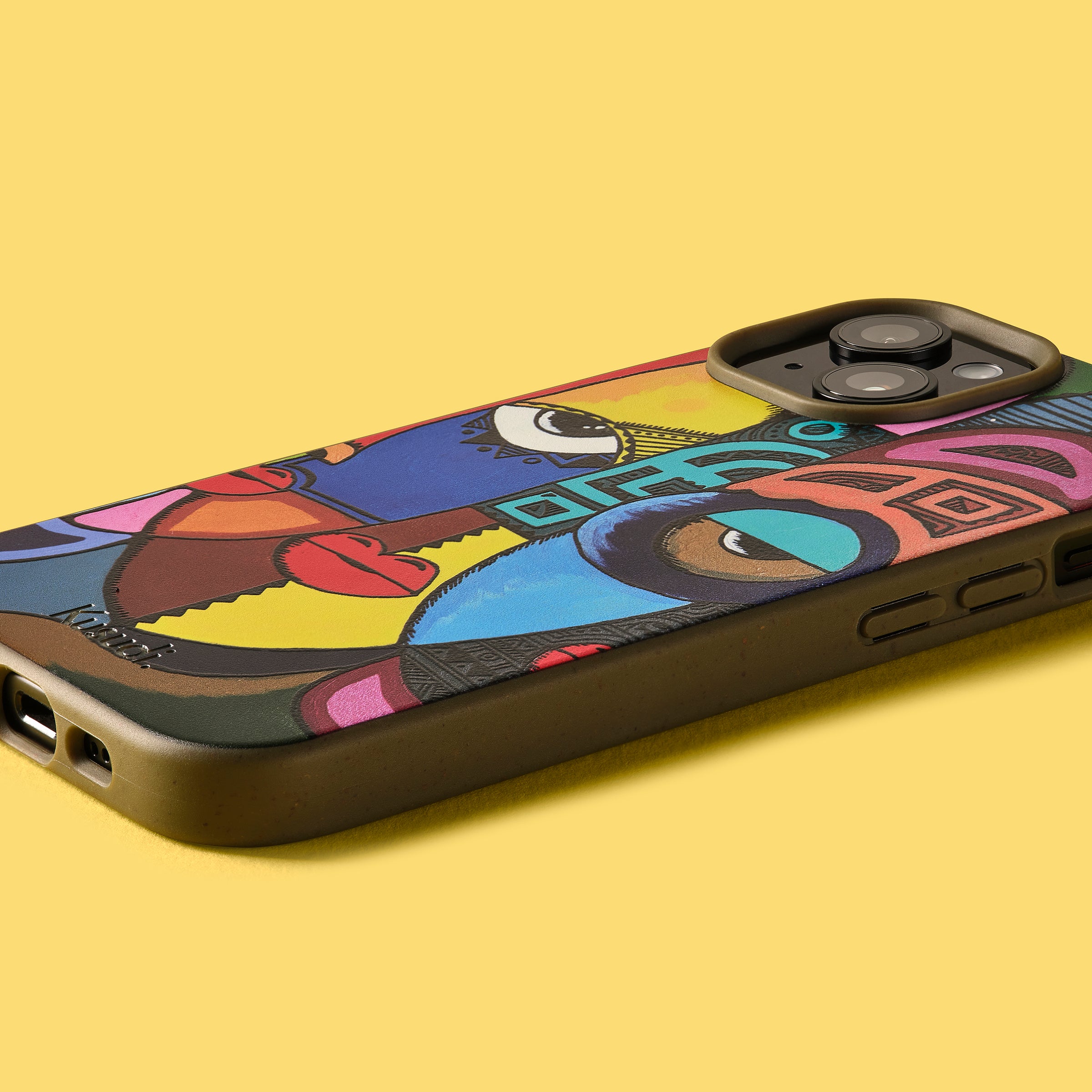 usudi Phone case featuring the abstract colourful artwork of Nairobi based artist Saviour Juma