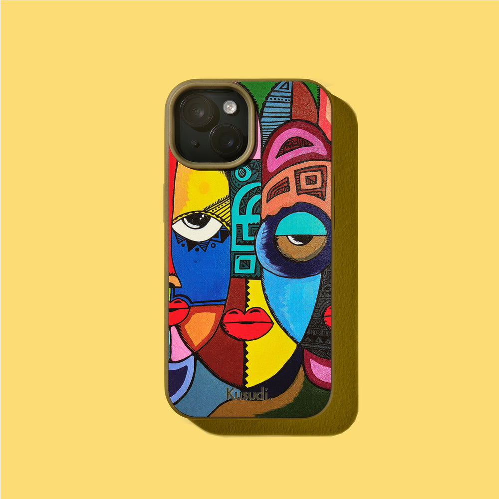 Kusudi Phone case featuring the abstract colourful artwork of Nairobi based artist Saviour Juma